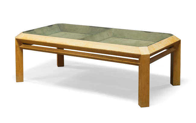 
	
		John Makepeace (b.1939), a maple and glazed &#39;collectors&#39; table   
		designed by John...