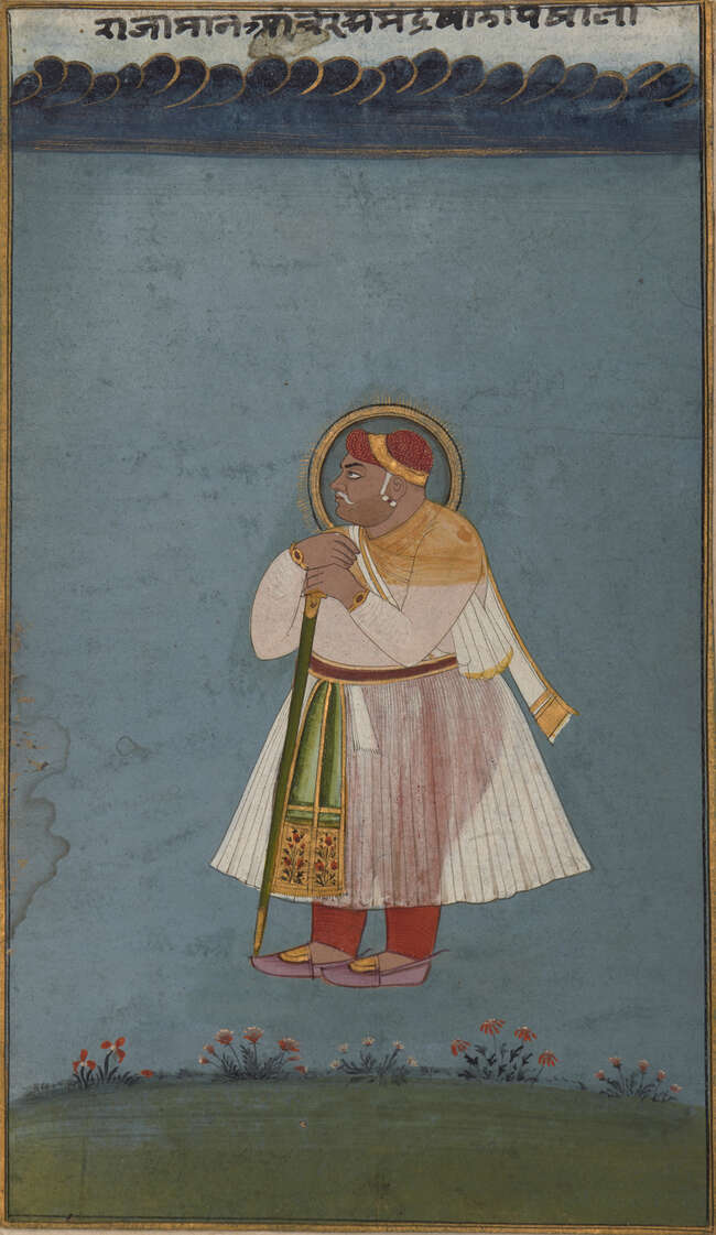 
	
		A standing portrait of an elderly Raja Man Singh of Amber (r. 1589-1614AD),Jaipur,...