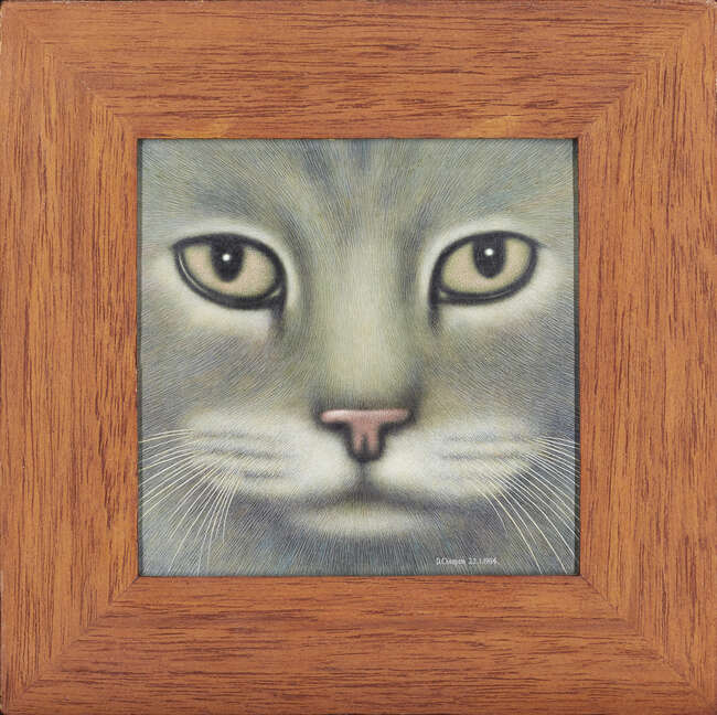 
	
		David Cheepen, 
		British 1946-2016 - 
		 
		Grey cat, 1984; 
		 
		acrylic on board,...