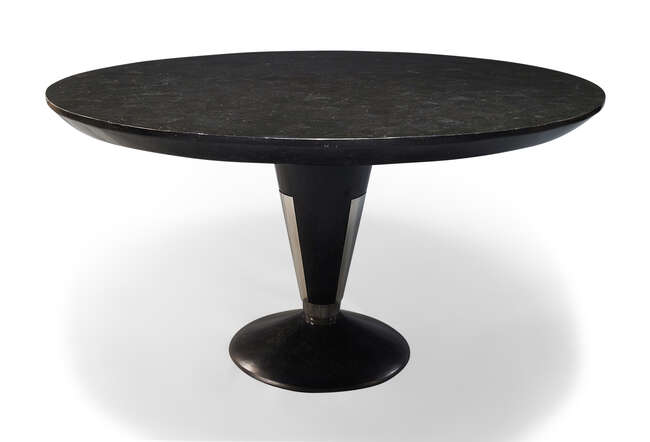 
	
		A black marble clad dining table, possibly by Ogetti   
		c.1980  
		With overall...