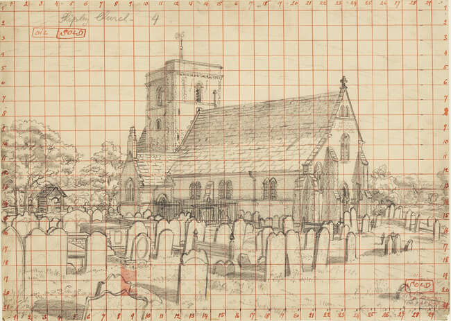 
	
		Charles Ginner ARA,
		British 1878-1962-
		 
		Shipley Church;
		 
		pencil on...