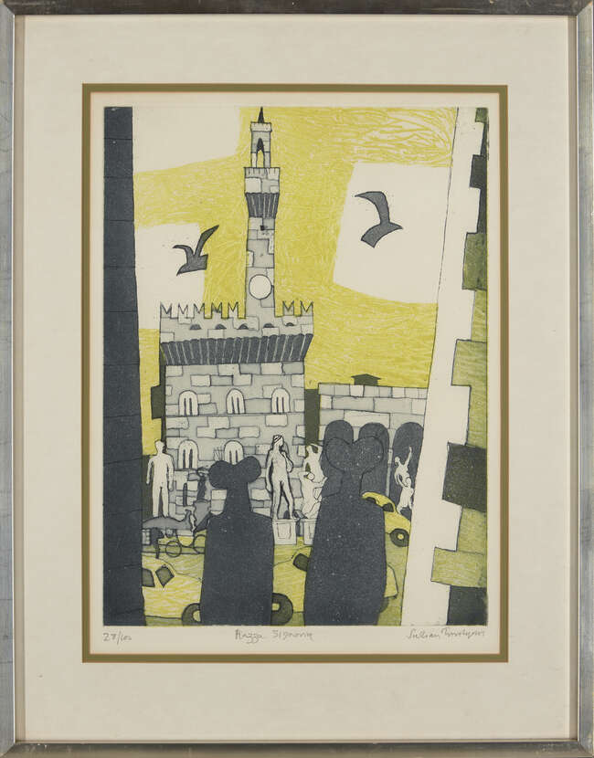 
	
		Julian Trevelyan RA,
		British 1910-1988-
		 
		Piazza Signoria [Turner 180],...