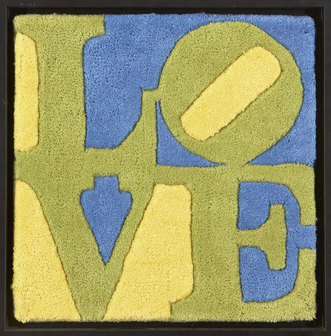 
	
		Robert Indiana, 
		American b.1928-
		 
		Spring Love, 2006; 
		 
		hand tufted wool...