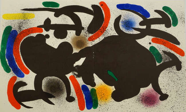 
	
		Joan Miro, 
		Spanish 1893-1983- 
		 
		lithographie originale VII, lithographie...