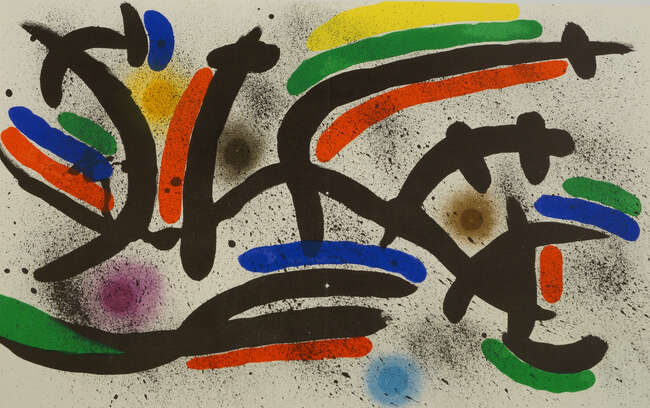
	
		Joan Miro, 
		Spanish 1893-1983- 
		 
		lithographie originale VII, lithographie...