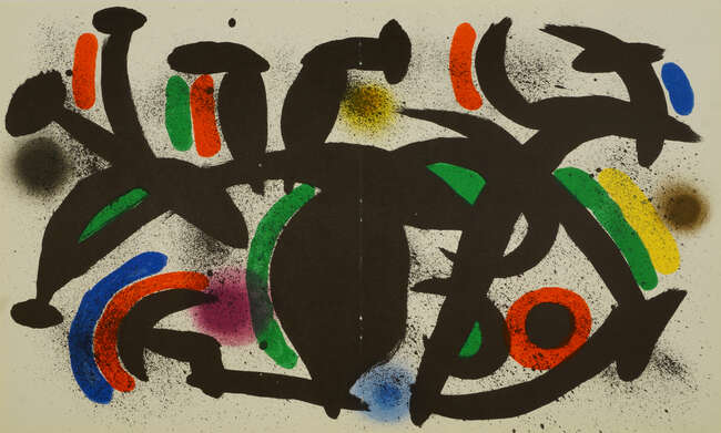 
	
		Joan Miro, 
		Spanish 1893-1983- 
		 
		lithographie originale VII, lithographie...