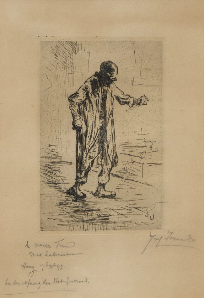 Jozef Israëls, Dutch 1824-1911, Man met Wandelstok (Man with Walking Stick); etching on...