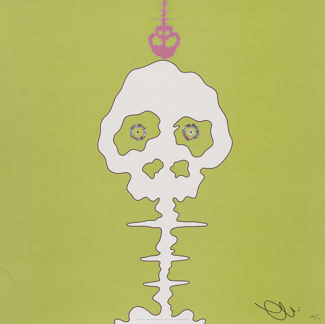 
	
		Takashi Murakami, 
		Japanese b.1962- 
		 
		Time Bokan- green, LIME GREEN-TIME,...