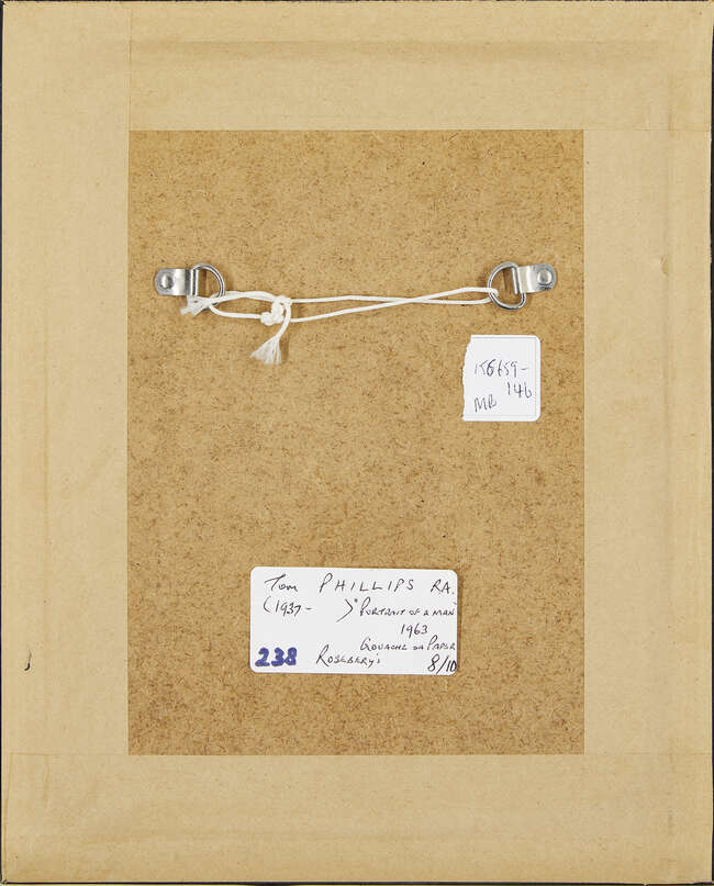 
	
		Tom Phillips RA, 
		British b.1937- 
		 
		Portrait of a man, 1963; 
		 
		gouache,...