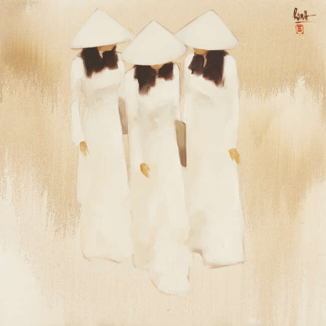 
	
		NGUYEN THANH BINH, (Vietnamese, b. 1954), oil on canvas, &#39;Schoolgirls 2&#39;, signed upper...