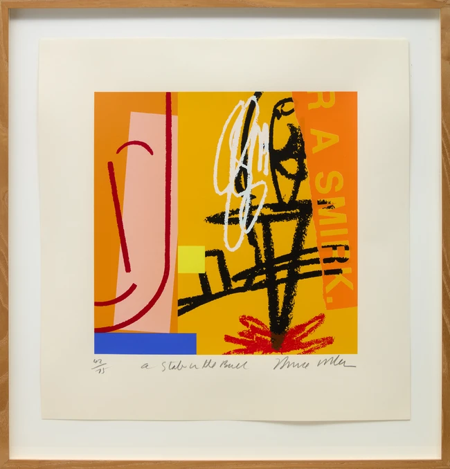 Bruce Mclean, British b.1944- A Stab in the Back; screenprint in colours on wove, signed,...