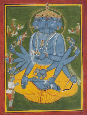 
	
		A painting of Siva, India,19th century, gouache on paper heightened with gold, Siva...