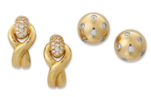 
	
		Tiffany & Co, two pairs of diamond earrings, by Tiffany, of hoop and sphere design...