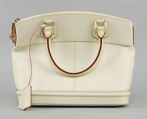 
	
		Louis Vuitton Suhali Lockitt PM Blanc white leather handbag with dust cover and box, 28cm...