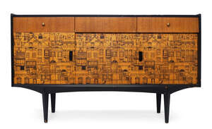 
	
		C.W.S Lewis, with panels designed by Dorothy Heritage, 
		 
		Sideboard, circa 1955,...