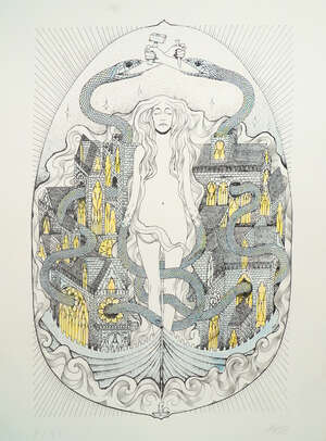 
	
		Roti, 
		French b.1981- 
		 
		Disillusion; 
		 
		screenprint with hand-colouring...