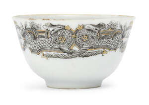 
	
		A Chinese export miniature tea bowl, 18th century, painted en grisaille and...