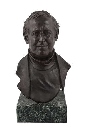 
	
		Sharon Keenan, British, 1948-2017, a bronze bust of Mr Sutherland of Kingsland Mansions,...