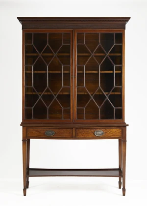 A George III mahogany upper section of bureau bookcase, last quarter 18th century, the moulded...