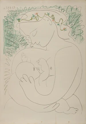 After Pablo Picasso,&nbsp;Spanish 1881-1973,&nbsp;La Maternite, 1963;&nbsp;lithograph in colours on wove,&nbsp;signed...