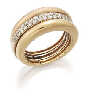 
	
		Cartier, a diamond ring, by Cartier, of half-hoop ribbed design, set with a central line...