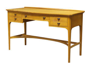 
	
		Edward Barnsley (1900-1987), an oak and bog oak side table
		c.1970, top left drawer...