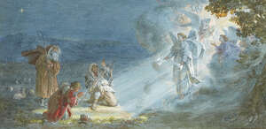 
	
		Alfred Morgan, 
		British act.1862-1904-
		Preparatory study for Angel Gabriel...