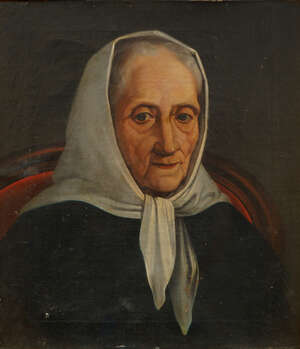 
	
		Achille, French School, early/mid 20th century- Portrait of an old lady, quarter-length,...