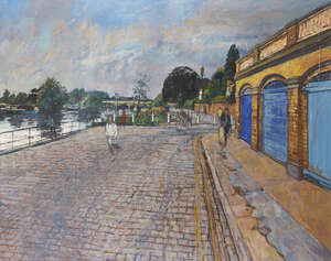 
	
		William Bowyer RA RWS RP,
		British 1926-2015-
		 
		Richmond Runner;
		 
		oil on...