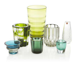 
	
		Per Lutken (Danish 1916-1998), a  Holmegaard green glass vase
		c.1963, signed...