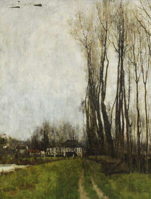 
	
		Henry Herbert La Thangue RA, 
		British 1859-1929-
		 
		French landscape;
		 
		oil...