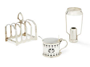 
	
		A Victorian silver drum mustard, London c.1895, Thomas Bradbury & Sons, the hinged cover...