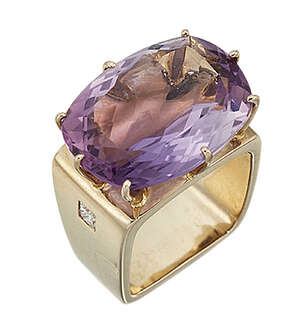 
	
		An amethyst and diamond ring, by H Stern, the partially close-set cushion-shaped amethyst...