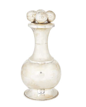 
	
		A Columbian silver vase and cover, of bulbous form, the cover with four spheres, 25.5cm...