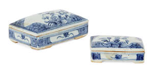 
	
		Two Chinese porcelain rectangular funerary boxes and covers, mid-19th century, each...