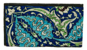 
	
		A Damascus pottery tile, Ottoman Syria, late 16th century, of rectangular form, the...