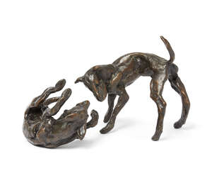 
	
		Sophie Dickens,
		British b.1966-
		 
		Rolling Dogs;
		 
		bronzes, two, signed...