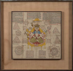 
	
		A Jain tantric painting of the goddess Durga, Western India, early 19th century, gouache...