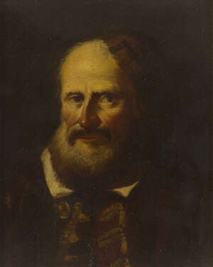 
	
		Herman Gustave Herkomer, 
		American 1863-1935- 
		Portrait of a bearded man, thought...