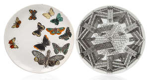 
	
		Piero Fornasetti (Italian 1913-1988), a 'Farfalle bianco' pattern dinner plate,
		