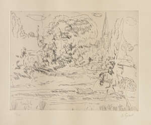 
	
		Duncan Grant, 
		Scottish 1885-1978-
		 
		Salisbury - Homage to Constable, 1976;
		 
		