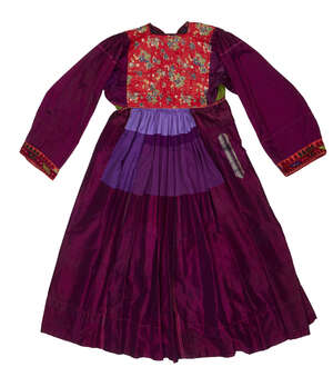 
	
		A purple silk robe, North India, 19th century, with embroidered neck  

	

