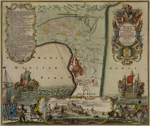 
	
		Augsta Vindel and Georg Mattaus, a hand-coloured engraved map of Milazzo, Sicilia,...