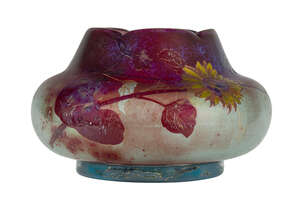 
	
		Vallérysthal, a glass vase with enamelled decoration
		c.1900, signed Vallérysthal in...