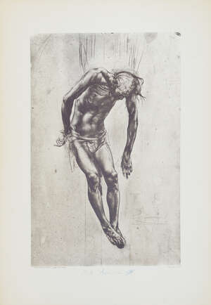 
	
		Pietro Annigoni, Italian 1910-1988- Studio per Cristo Deposto; offset lithograph, signed...