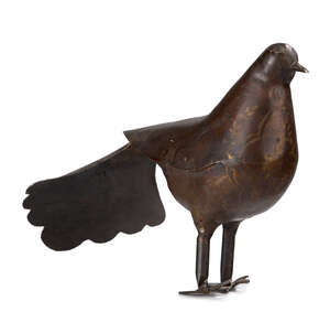 
	
		A Qajar acid-etched steel model of a bird, Iran, late 19th century, decorated to the...