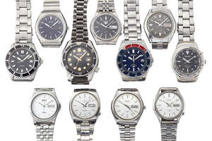 
	
		A group of nine stainless steel wristwatches by Seiko, comprising: six various automatic...