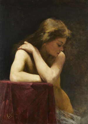 
	
		Alfred Seifert, 
		 
		Czech 1850-1901- 
		 
		Study of a standing nude; 
		 
		oil...