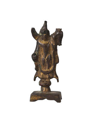 
	
		A Chinese parcel gilt bronze figure of Guanyin, Tang dynasty, 7th/8th century, standing...