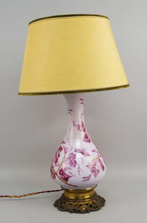 
	
		A Continental porcelain and gilt metal mounted lamp, late 19th century, the porcelain...